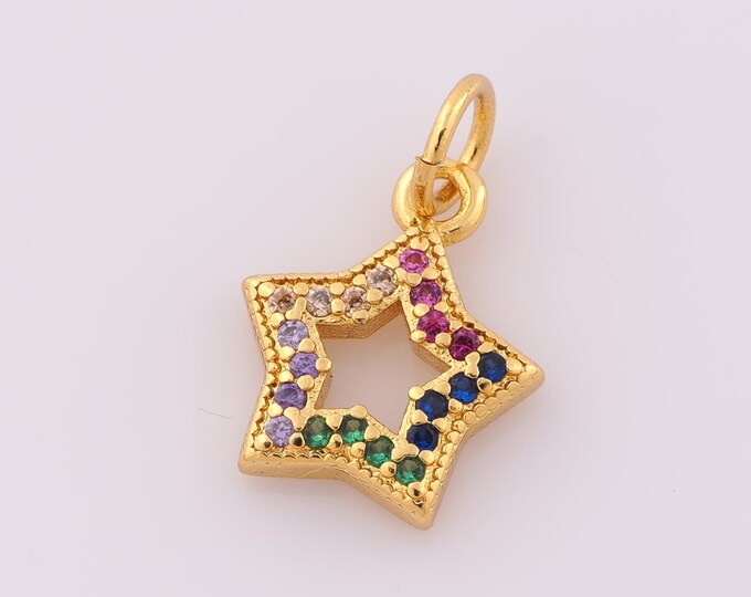 1 pcs Gold CZ Star Pendant,18K Gold Filled Star Charm,Star Charm DIY Bracelet Necklace Jewelry Making Findings Supply