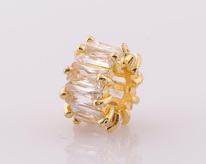 1 pcs 18K Gold Filled Tube Spacer Beads,Large Hole Beads,Wide Beads for DIY Jewelry Making Findings Supply