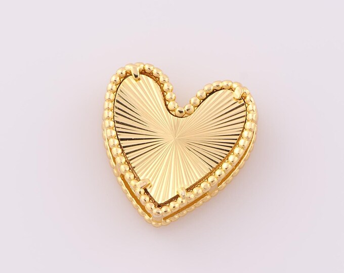 1 pcs Gold Heart Pendant,18K Gold Filled Heart Charm,Heart Charm DIY Bracelet Necklace Jewelry Making Findings Supply