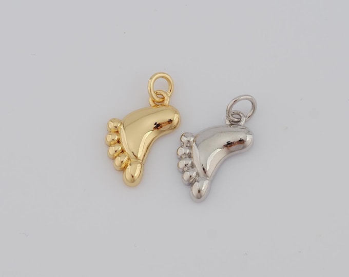 1 pcs Gold Footprint Pendant,18K Gold Filled Footprint Charm,Footprint Charm DIY Bracelet Necklace Jewelry Making Findings Supply