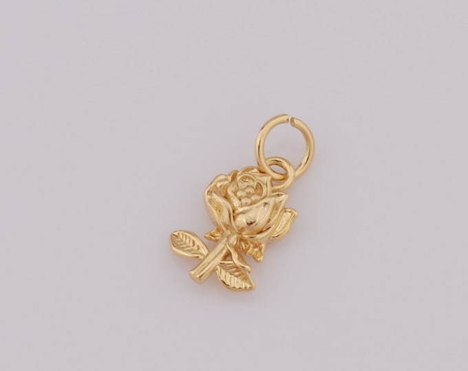1 pcs Gold Flower Pendant,18K Gold Filled Flower Charm,Flower Charm DIY Bracelet Necklace Jewelry Making Findings Supply