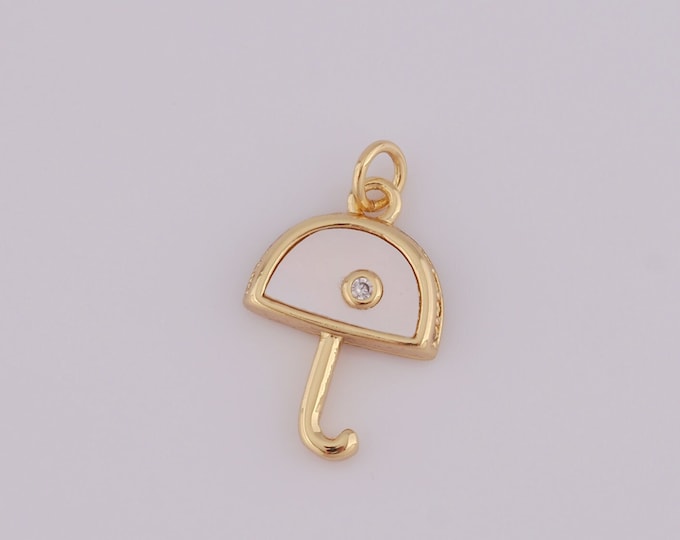 1 pcs Gold Enamel Umbrella Pendant,18K Gold Filled Umbrella Charm,Umbrella Charm DIY Bracelet Necklace Jewelry Making Findings Supply