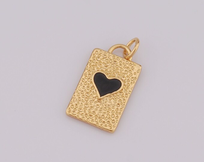 1 pcs Gold Square Pendant,18K Gold Filled Enamel Heart Charm,Square Charm DIY Bracelet Necklace Jewelry Making Findings Supply