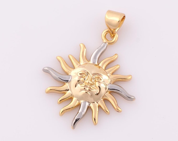 1 pcs Gold Sun Pendant,18K Gold Filled Sun Charm,Sun Charm DIY Bracelet Necklace Jewelry Making Findings Supply