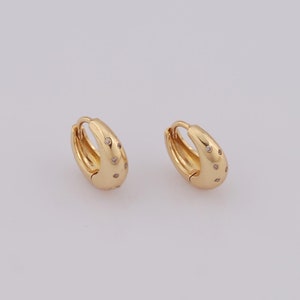 1 pair Gold CZ Hoop Earrings,18K Gold Filled Huggie Hoop Earrings,Hoop Earrings,Hypoallergenic Huggie Hoop,Gift for Her