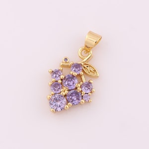 1 pcs Gold CZ Grape Pendant,18K Gold Filled Fruit Charm,Grape Charm DIY Bracelet Necklace Jewelry Making Findings Supply
