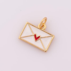 May include: Gold-tone charm in the shape of a white envelope with a red heart.