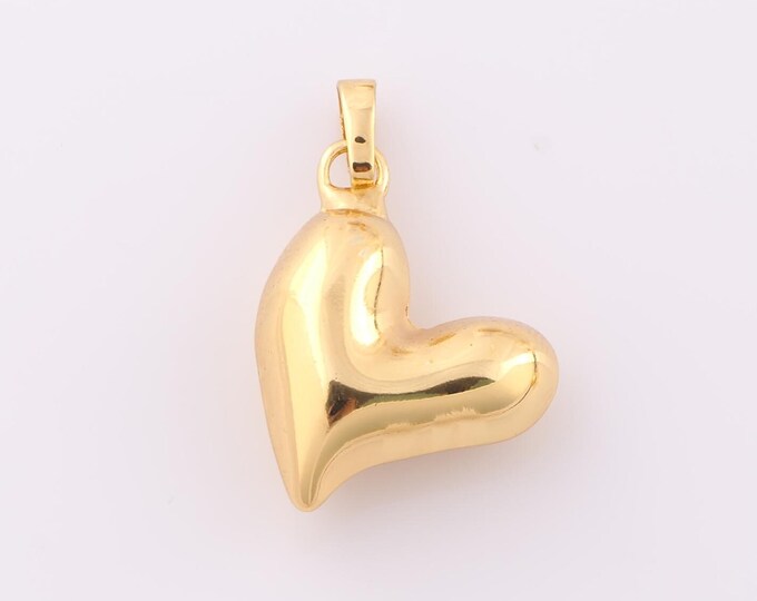 1 pcs Gold Heart Pendant,18K Gold Filled Heart Charm,Heart Charm DIY Bracelet Necklace Jewelry Making Findings Supply