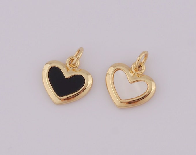 1 pcs Gold Enamel Heart Pendant,18K Gold Filled Heart Charm,Heart Charm DIY Bracelet Necklace Jewelry Making Findings Supply