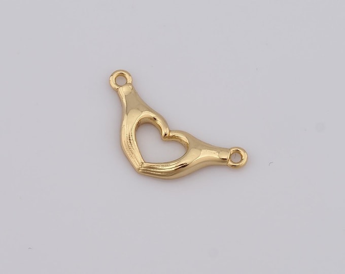 1 pcs Gold Hand Pendant,18K Gold Filled Heart Charm,Hand Charm DIY Bracelet Necklace Jewelry Making Findings Supply