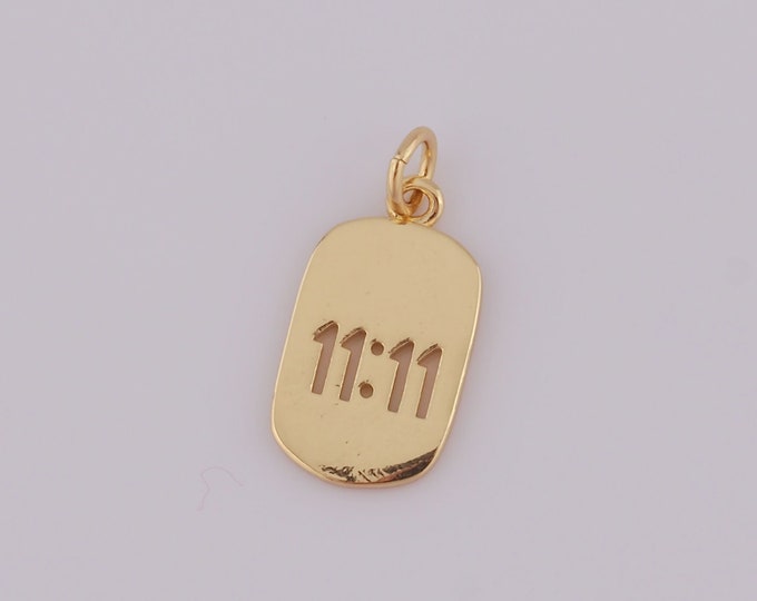 5 pcs Gold Time Pendant,18K Gold Filled Square Charm,Square Charm DIY Bracelet Necklace Jewelry Making Findings Supply