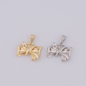1 pcs Gold Bow Pendant,18K Gold Filled Bow Charm,Bow Charm DIY Bracelet Necklace Jewelry Making Findings Supply