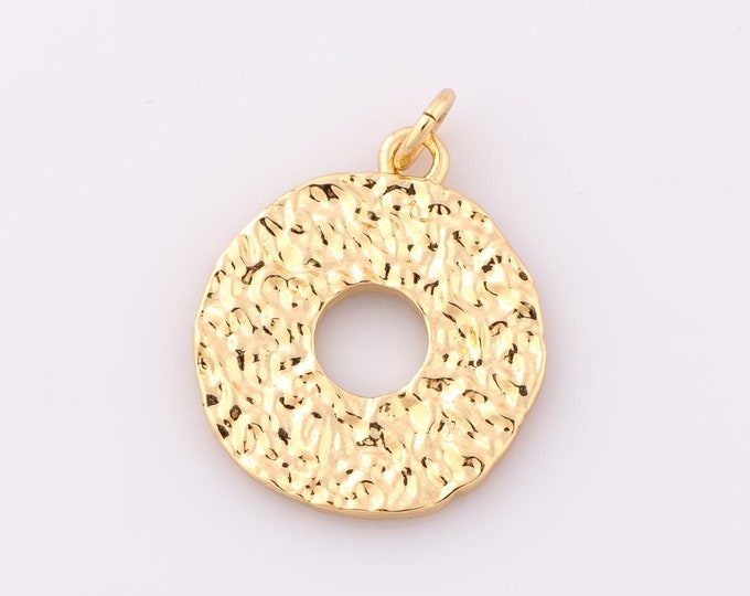 1 pcs Gold Round Pendant,18K Gold Filled Minimalist Charm,Round Charm DIY Bracelet Necklace Jewelry Making Findings Supply