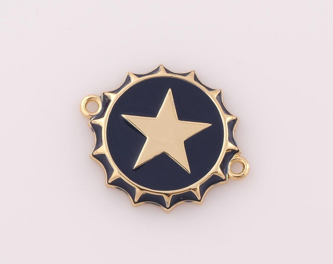 1 pcs Gold Bottle Cap Connector,18K Gold Filled Star Connector,Bottle Cap Connector DIY Bracelet Necklace Jewelry Making Findings Supply