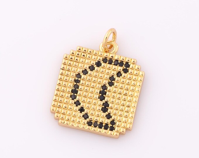 1 pcs Gold Moon Pendant,18K Gold Filled Square Charm,Crescent Moon Charm DIY Bracelet Necklace Jewelry Making Findings Supply