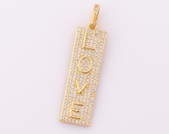 1 pcs Gold CZ LOVE Pendant,18K Gold Filled Letter Charm,Letter Charm DIY Bracelet Necklace Jewelry Making Findings Supply