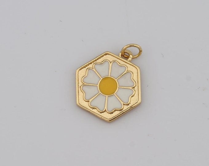 1 pcs Gold Flower Pendant,18K Gold Filled Flower Charm,Flower Charm DIY Bracelet Necklace Jewelry Making Findings Supply