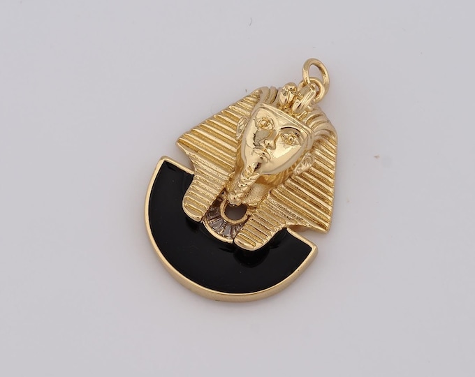 1 pcs Gold CZ Egyptian Pharaoh Pendant,18K Gold Filled Egyptian Pharaoh Charm DIY Bracelet Necklace Jewelry Making Findings Supply