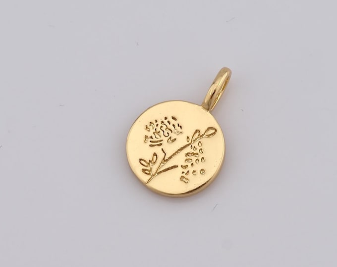1 pcs Gold Round Pendant,18K Gold Filled Round Charm,Round Charm DIY Bracelet Necklace Jewelry Making Findings Supply