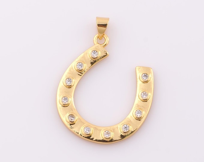 1 pcs Gold CZ U Pendant,18K Gold Filled U Charm,U Charm DIY Bracelet Necklace Jewelry Making Findings Supply