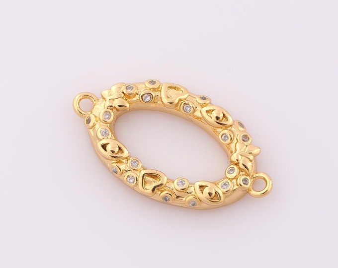 1 pcs Gold CZ Heart Connectors,18K Gold Filled Evil Eye Connectors,Butterfly Connectors DIY Bracelet Necklace Jewelry Making Findings Supply