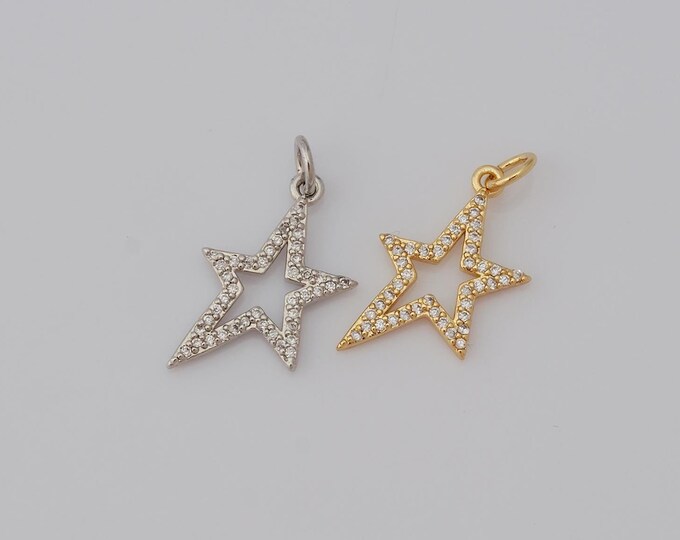 1 pcs Gold CZ Star Pendant,18K Gold Filled Star Charm,Star Charm DIY Bracelet Necklace Jewelry Making Findings Supply
