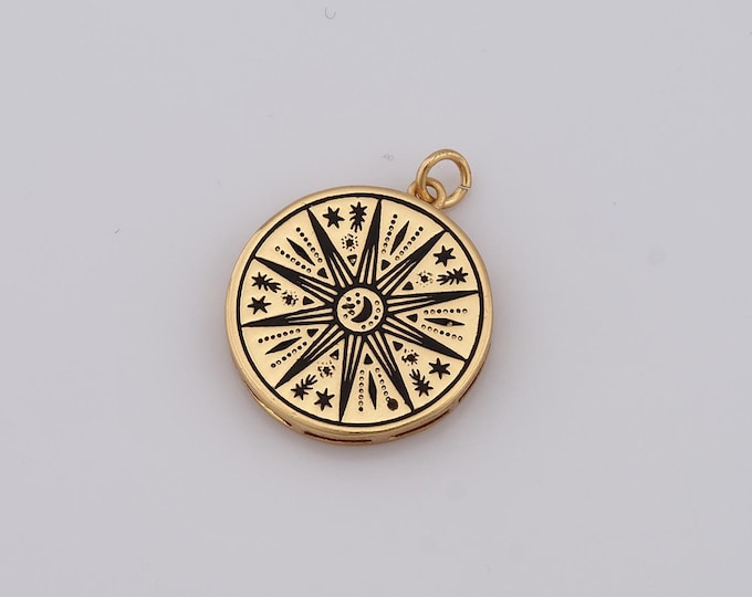 1 pcs Gold CZ Astrolabe Pendant,18K Gold Filled Astrolabe Charm,Astrolabe Charm DIY Bracelet Necklace Jewelry Making Findings Supply