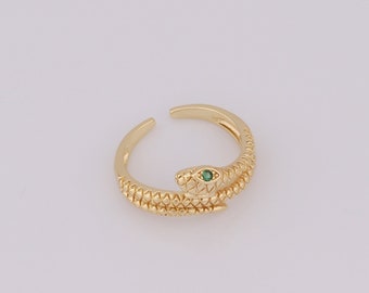 1 pcs Dainty Snake Rings,18K Gold Filled CZ Thin Gold Rings,Open Rings,Gift for Her