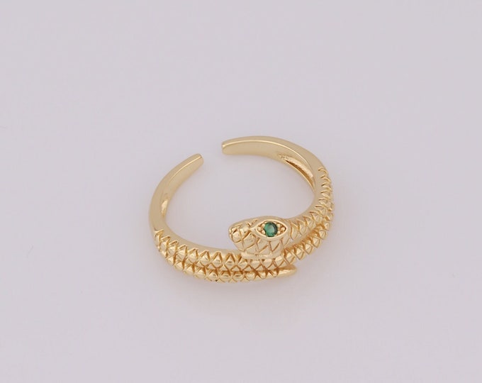 1 pcs Dainty Snake Rings,18K Gold Filled CZ Thin Gold Rings,Open Rings,Gift for Her
