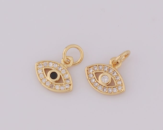 1 pcs Gold CZ Evil Eye Pendant,18K Gold Filled Devil Eye Charm,Eye Charm DIY Bracelet Necklace Jewelry Making Findings Supply