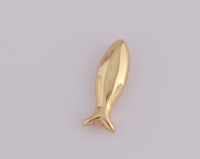 5 pcs 18K Gold Filled Fish Spacer Beads,Fish Beads,Fish Beads for DIY Jewelry Making Findings Supply