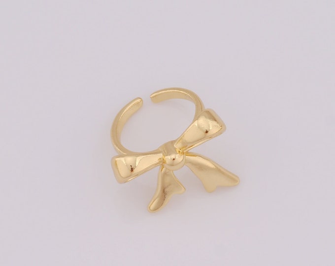 1 pcs Dainty Bow Rings,18K Gold Filled Thin Gold Rings,Open Rings,Gift for Her