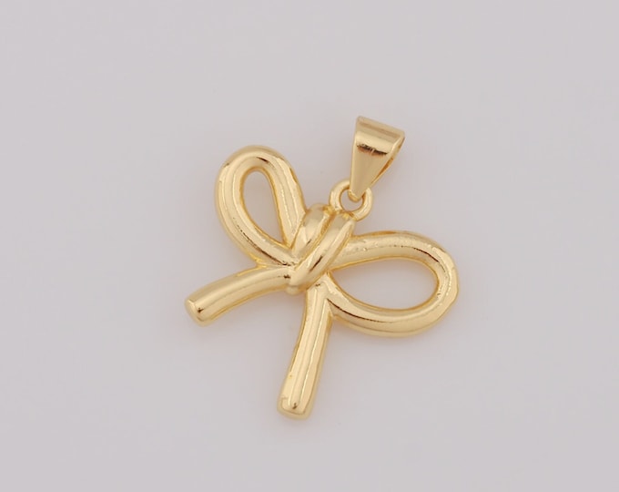 1 pcs Gold Bow Pendant,18K Gold Filled Bow Charm,Bow Charm DIY Bracelet Necklace Jewelry Making Findings Supply