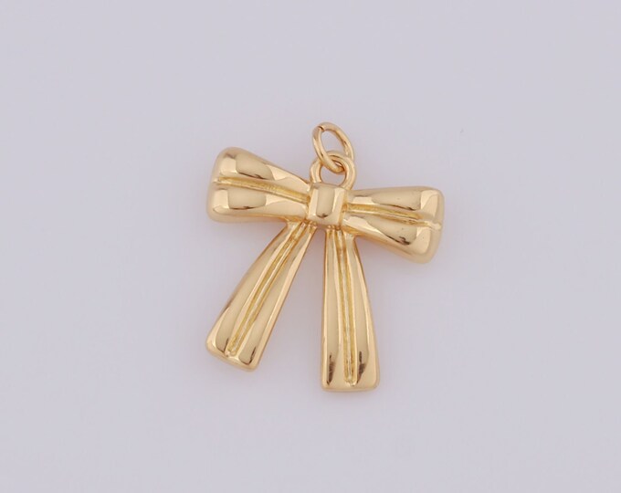 1 pcs Gold Bow Pendant,18K Gold Filled Bow Charm,Bow Charm DIY Bracelet Necklace Jewelry Making Findings Supply