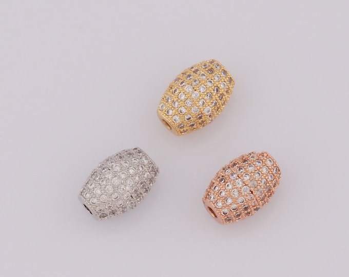 1 pcs 18K Gold Filled CZ Round Barrel Spacer Beads,Round  Beads,Round  Beads for DIY Jewelry Making Findings Supply