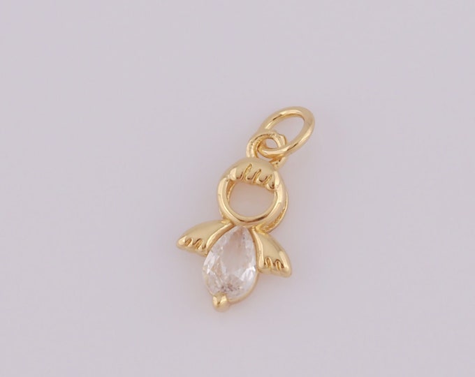 1 pcs Gold Angel Pendant,18K Gold Filled Angel Charm,Angel Charm DIY Bracelet Necklace Jewelry Making Findings Supply