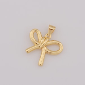 1 pcs Gold Bow Pendant,18K Gold Filled Bow Charm,Bow Charm DIY Bracelet Necklace Jewelry Making Findings Supply