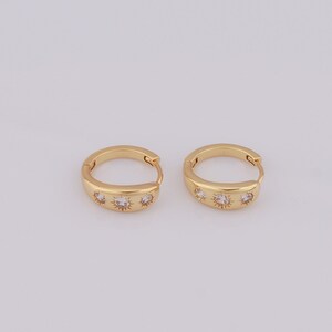 1 pair Gold CZ Hoop Earrings,18K Gold Filled Huggie Hoop Earrings,Hoop Earrings,Hypoallergenic Huggie Hoop,Gift for Her