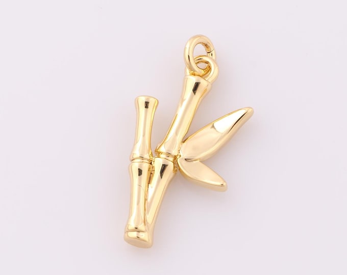 1 pcs Gold Bamboo Pendant,18K Gold Filled Bamboo Charm,Bamboo Charm DIY Bracelet Necklace Jewelry Making Findings Supply