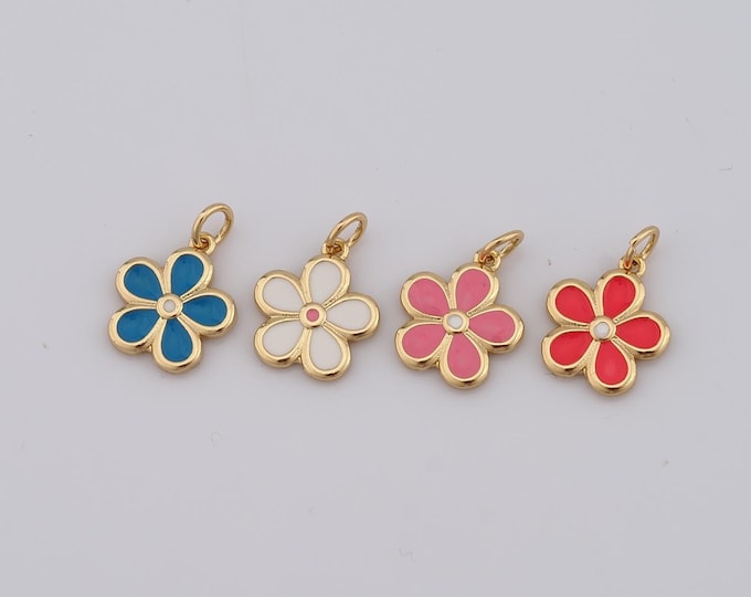 1 pcs Gold Flower Pendant,18K Gold Filled Flower Charm,Flower Charm DIY Bracelet Necklace Jewelry Making Findings Supply