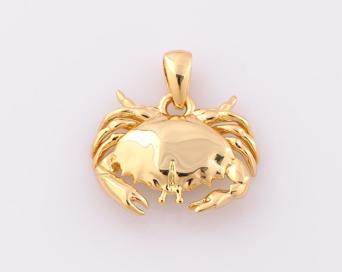 1 pcs Gold Crab Pendant,18K Gold Filled Crab Charm,Crab Charm DIY Bracelet Necklace Jewelry Making Findings Supply