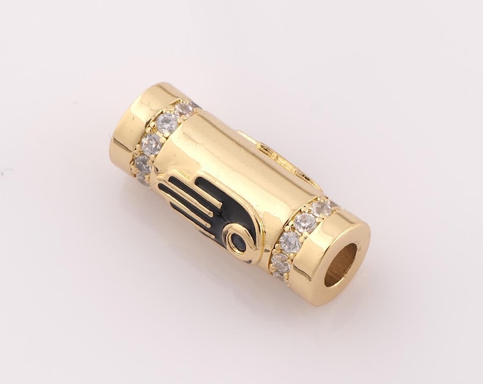 1 pcs 18K Gold Filled Round Tube Spacer Beads,Hamsa Beads,Fatima Beads for DIY Jewelry Making Findings Supply