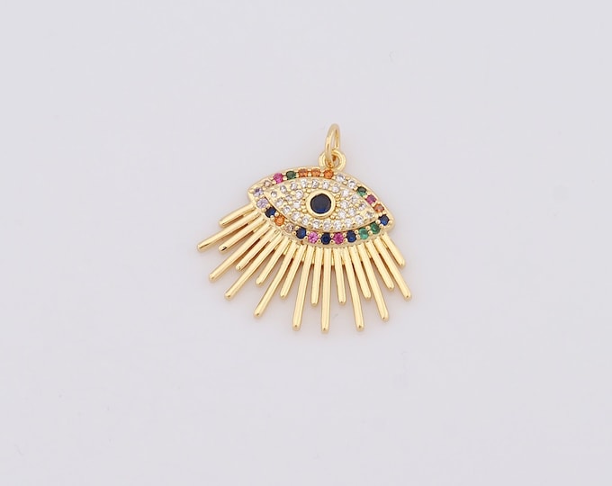 1 pcs Gold Evil Eye Pendant,18K Gold Filled CZ Devil Eye Charm,Eye Charm DIY Bracelet Necklace Jewelry Making Findings Supply