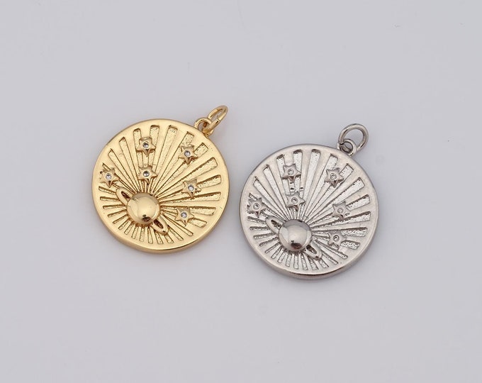 1 pcs Gold CZ Saturn Pendant,18K Gold Filled Star Charm,Saturn Charm DIY Bracelet Necklace Jewelry Making Findings Supply