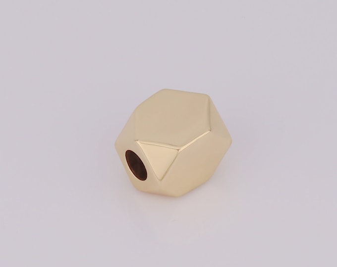 1 pcs 18K Gold Filled Geometric Spacer Beads,Hexagonal Beads,Hexagonal Beads for DIY Jewelry Making Findings Supply