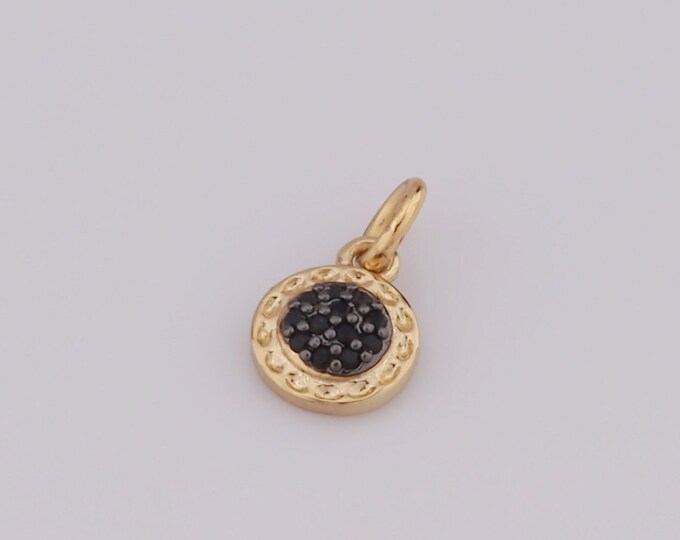 1 pcs Gold CZ Round Pendant,18K Gold Filled Round Charm,Round Charm DIY Bracelet Necklace Jewelry Making Findings Supply