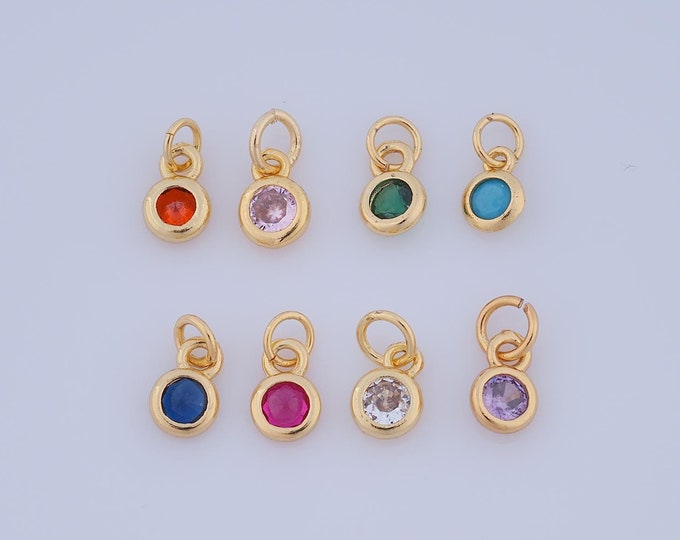 10 pcs Gold CZ Round Pendant,18K Gold Filled Round Charm,Round Charm DIY Bracelet Necklace Jewelry Making Findings Supply