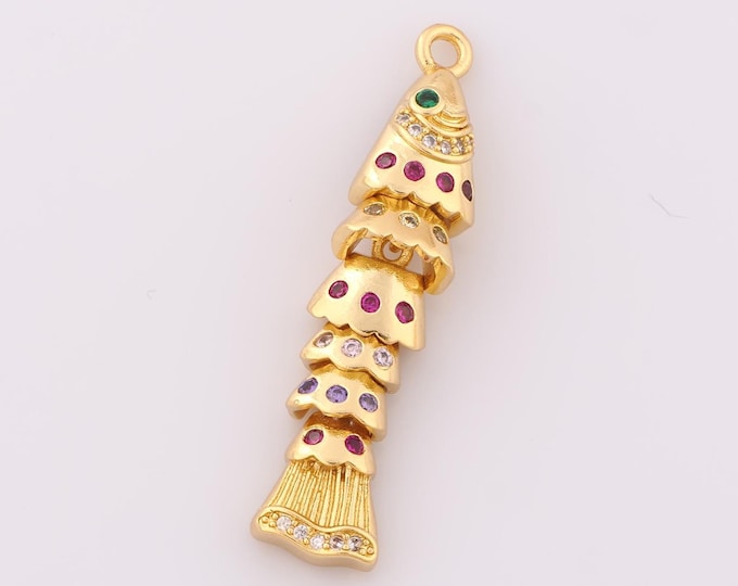 1 pcs Gold CZ Fish Pendant,18K Gold Filled Fish Charm,Fish Charm DIY Bracelet Necklace Jewelry Making Findings Supply