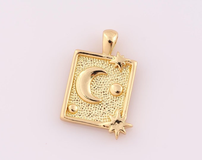 1 pcs Gold Moon Pendant,18K Gold Filled Star Charm,Moon Charm DIY Bracelet Necklace Jewelry Making Findings Supply
