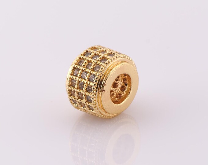 1 pcs 18K Gold Filled Round Spacer Beads,Tube Beads,Wide Beads for DIY Jewelry Making Findings Supply